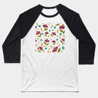 Hand Painted Gouache Floral Pattern Baseball T-Shirt